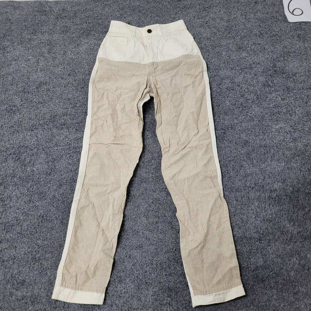 Gasoline Jeans Pants Womens Size 1 Beige Two Tone Colorblock High Waist Vintage